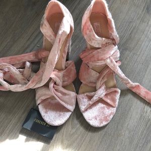 Forever 21 tie up suede high heels